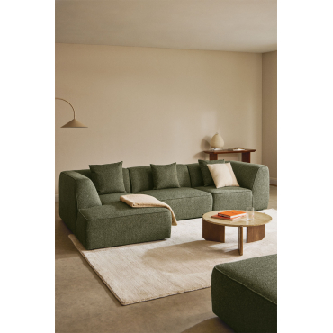 Cardea Gestoffeerde 3-delige Chaise Longue Modulaire Bank Links Bouclé Groen – Salie - Sklum