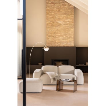 Bastian 2-delige Modulaire Bank En Poef Dikke Chenille Stof Wit - Sklum