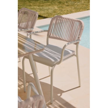 Set Van 2 Stapelbare Tuinstoelen Met Armleuningen In Gevlochten Touw Arhiza Naakt Beige - Sklum