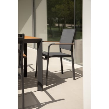 Set Van 6 Archer Aluminium Stapelbare Tuinstoelen Grijs – Grafiet - Sklum