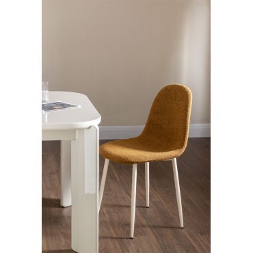 Pakket Van 4 Glamm Deluxe Bouclé Stoffen Eetkamerstoelen Bouclé Honing Geel - Sklum