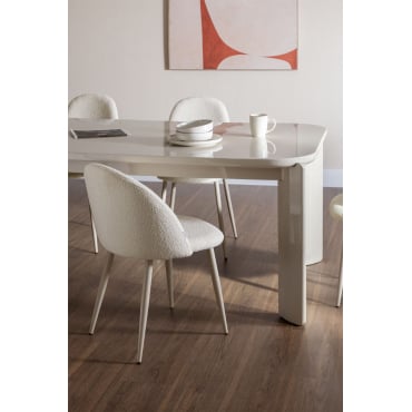Set Van 2 Kana Deluxe Eetkamerstoelen In Boucléstof Bouclé Wit - Sklum