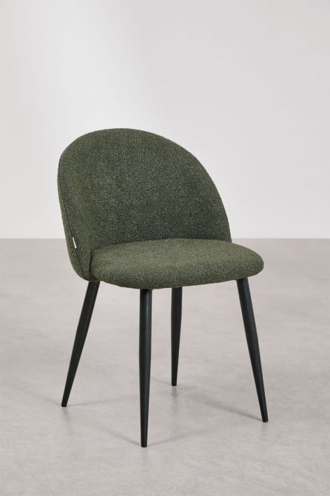 Set van 4 eetkamerstoelen in bouclé-stof Kana