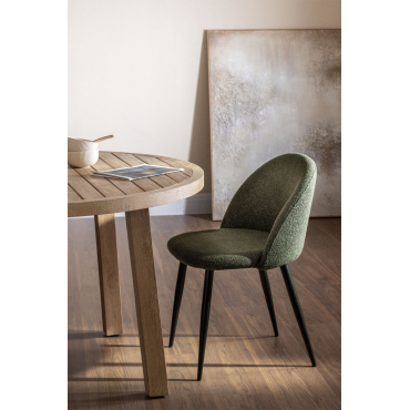 Set Van 2 Kana Eetkamerstoelen In Boucléstof Bouclé Leger Groen - Sklum