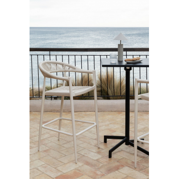 Pakket Van 2 Hoge Tuinstoelen Van Aluminium En Gevlochten Touw Amatria Tapioca Beige - Sklum