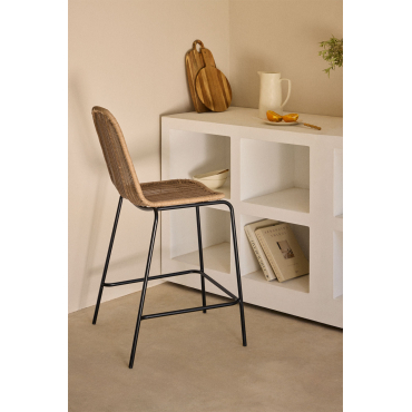 Stapelbare Hoge Tuinkruk Van Synthetisch Riet Reiven Zwart & ↑75 Cm - Sklum