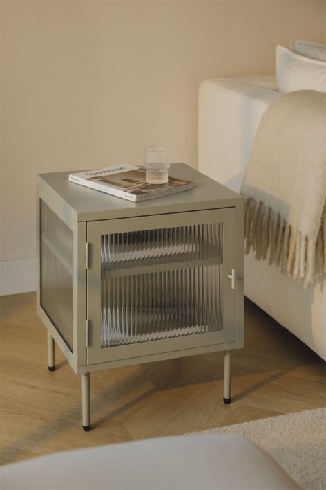 Paoline bijzettafel van staal en glas