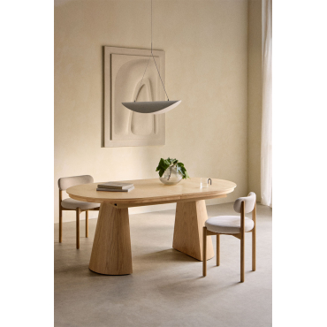Ovale Eettafel Uitschuifbaar In Mdf En Montana Eiken Fineer Natuurlijk Hout & 180-240x105 Cm - Sklum