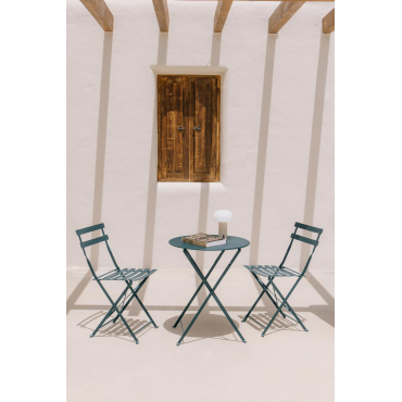 Sergey Ronde Tuintafelset, Ø60 Cm, Van Staal En Twee Opvouwbare Tuinstoelen Jungle Groen - Sklum