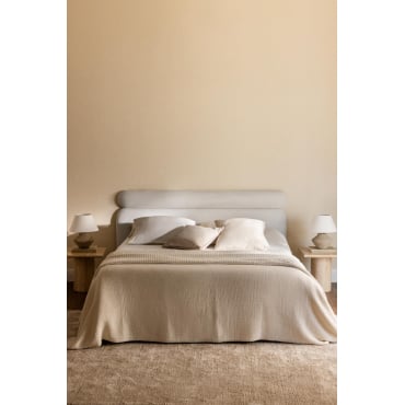Gestoffeerd Hoofdbord Van 180 Cm Cirene Stof Wit & 150 Cm - Sklum