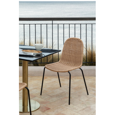 Set Van 4 Reiven Stapelbare Rieten Tuinstoelen Natuurlijk - Sklum