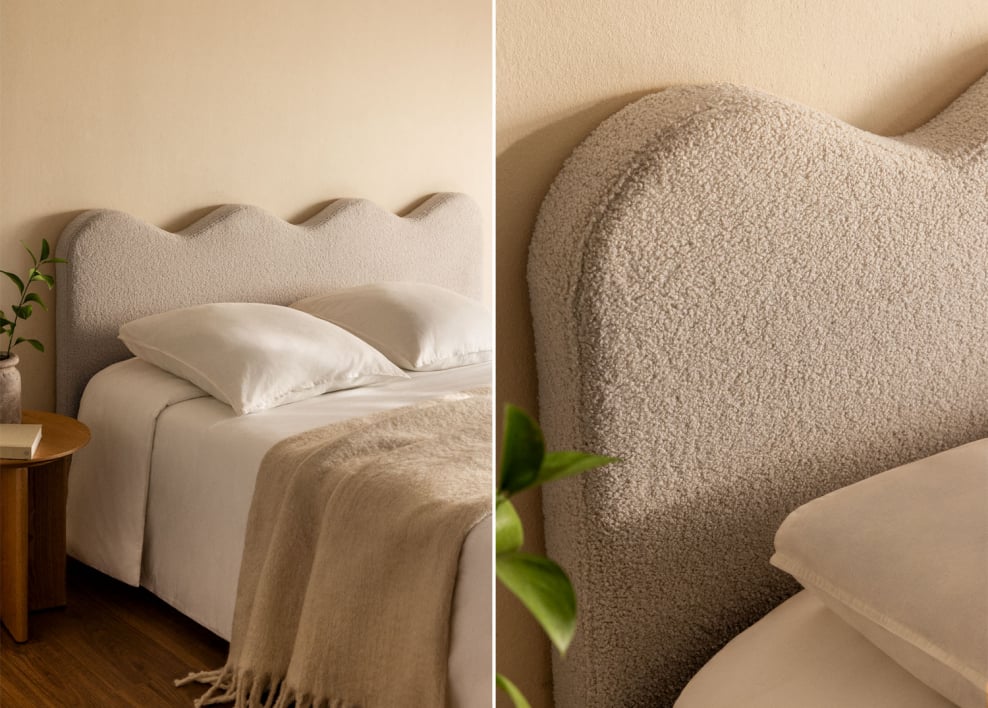 Crème Beige Schapenvacht Hoofdbord voor bed 150cm Fausto