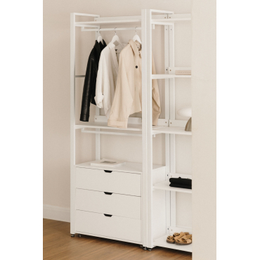 Open Kast Met Lades In Staal En Hout Ariaster Wit - Sklum