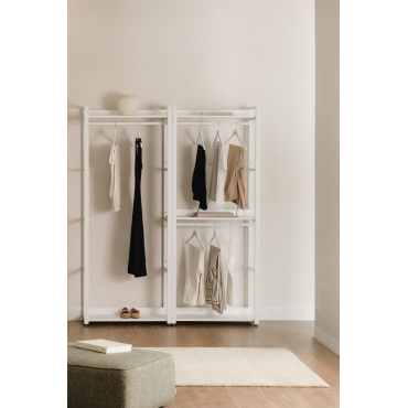Open Modulaire Kast Van 2 Stukken Met Stalen En Houten Kledingrek Ariaster Wit - Sklum