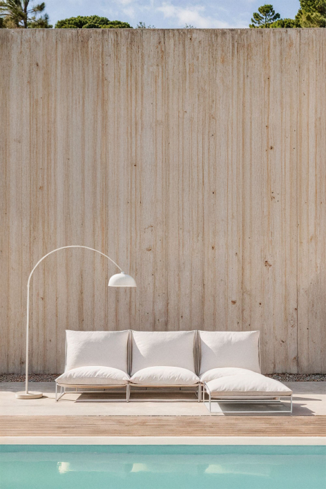 3-delige modulaire tuinbank en omvormbare poef Amaro - Gardenia Wit