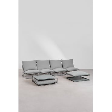 Amaro Tuinset Met 4-delige Modulaire Bank, Bijzettafel En Omvormbare Voetenbank Grijs - Sklum