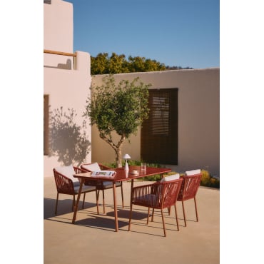 Arhiza Classic Rechthoekige Tafelset, 160x90 Cm, En 4 Aluminium Tuinstoelen. Rode Dakpan - Sklum