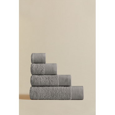 Set Van 4 Handdoeken In Katoen En Linnen Markel Grijs - Sklum