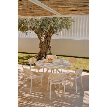 Valerie Ronde Aluminium Tafelset (ø125 Cm) En 6 Omara Tuinstoelen Gardenia Wit - Sklum