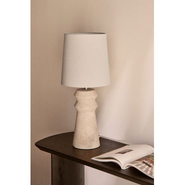 70 Cm Keramiek En Linnen Tafellamp Fornia Beige – Crème - Sklum