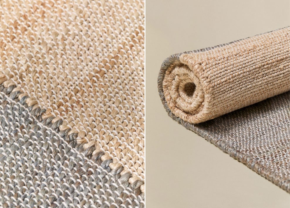 Rechthoekig vloerkleed 200x300 cm jute en katoen natuurlijke kleuren Brianda - Natuurlijke kleuren