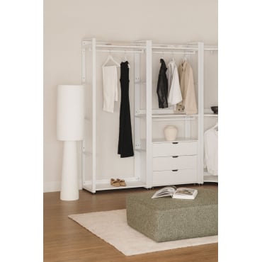 Open Modulaire Kast Van 2 Stukken Met Kledingstang En Lades In Staal En Hout Ariaster Wit - Sklum