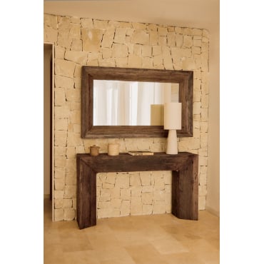 Juvira Halmeubelset Met Spiegel Van Gerecycled Hout Donker Hout - Sklum