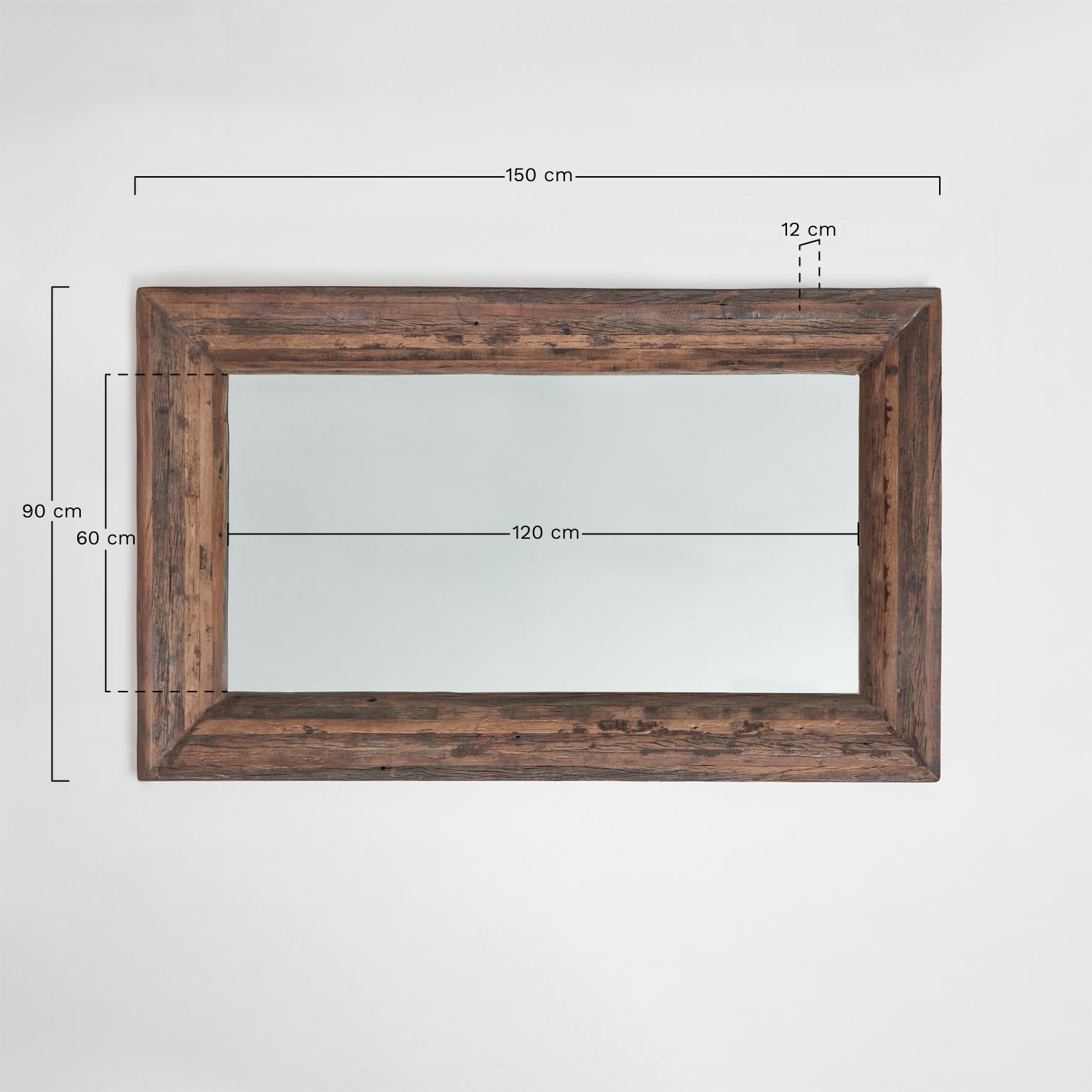 Juvira set van halconsole met spiegel van gerecycled hout, AFMETINGEN