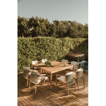 Set Van 150x150 Cm Vierkante Tafel Van Acaciahout En 8 Aderyn Eucalyptushouten Tuinstoelen Met Armleuningen Acacia Bruin - Sklum