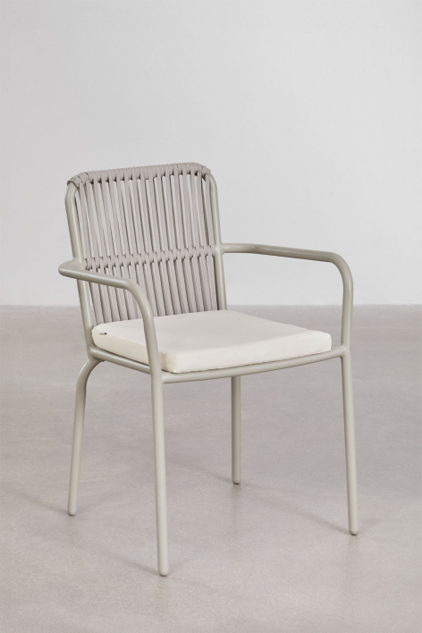 Stapelbare set van 4 aluminium eetkamerstoelen met armleuningen Alberta