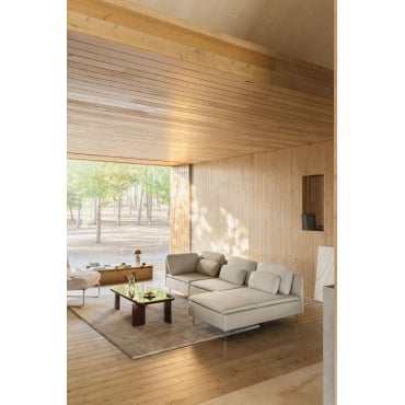 Modulaire Bank Met Chaise Longue Rechts, 3-delig Met Hoekmodule Oriol Chaise Longue Zonder Armleuningen & Stof Crème Beige - Sklum