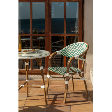 Stapelbare Tuinstoel Met Aluminium Armleuningen Brielle Bistro Groen – Kool - Gardenia Wit - Sklum