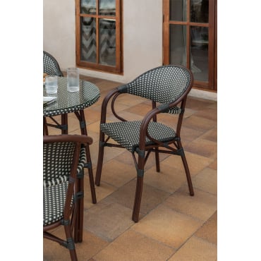 Stapelbare Tuinstoel Met Aluminium Armleuningen Brielle Bistro Grijs – Grafiet - Gardenia Wit - Sklum