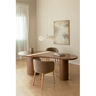 Eettafel Ovaal In Mdf (220x115 Cm) Billie Licht Kameelbruin - Sklum