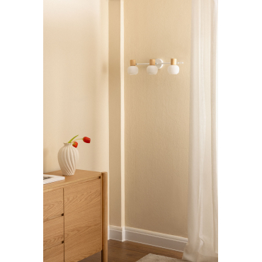 Wandlamp Met 3 Lichtpunten In Ijzer, Rubberhout En Glas Ekaizy Wit - Sklum