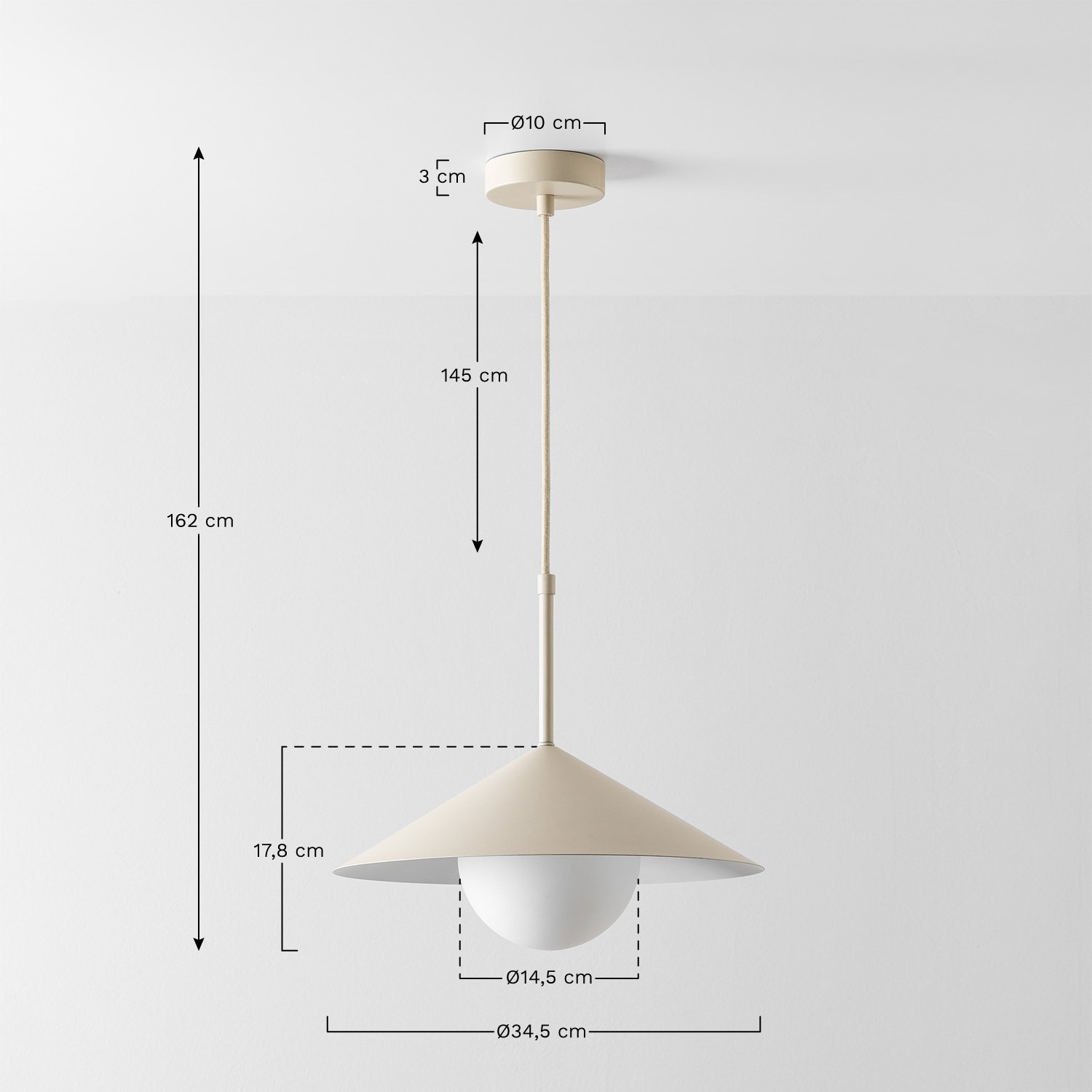 Bagioli plafondlamp van ijzer, AFMETINGEN