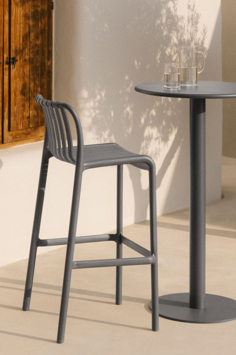 Set van 4 hoge tuinkrukken 75 cm stapelbaar van grafiet grijs Wendell - Grijs – Grafiet