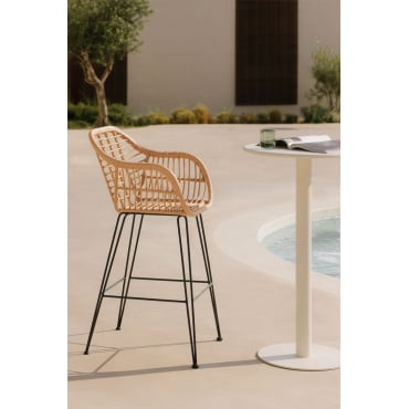 Hoge Tuinkruk Van Eska Synthetisch Rotan Zwart & ↑75 Cm - Sklum