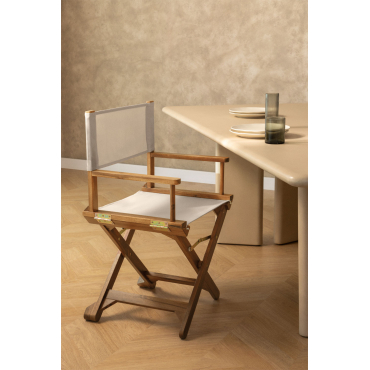 Set Van 4 Opvouwbare Regisseursstoelen Van Hout Ridley Gebroken Wit - Sklum