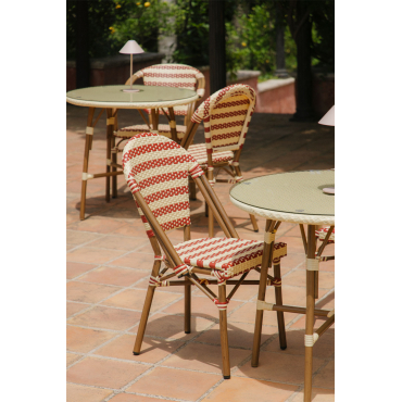 Stapelfauteuil Voor De Tuin In Synthetisch Riet En Aluminium Solange Bistro Beige – Crème - Rood – Bordeaux - Sklum