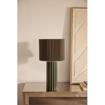 Tafellamp In Keramiek En Marvila-stof Leger Groen & ↑60 Cm - Sklum