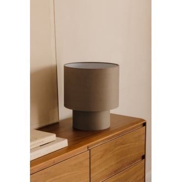 Gioura Linnen En Ijzeren Tafellamp Grijs – Taupe & ↑35 Cm - Sklum