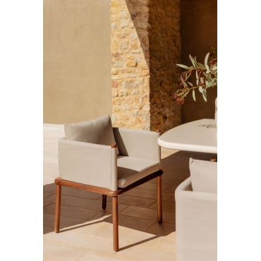 Olivia Tuinstoel Met Armleuningen In Acaciahout Beige - Semoline - Sklum