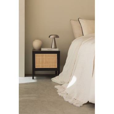 Set Van 2 Reyna Nachtkastjes Van Rotan En Hout Zwart - Sklum