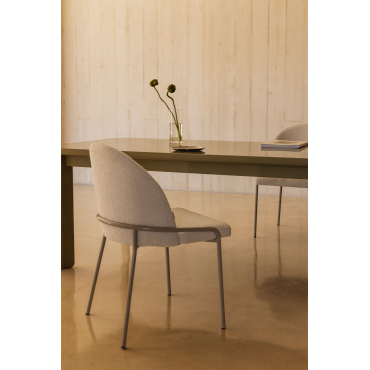 Grolet Gestoffeerde Eetkamerstoel Bouclé Wit - Sklum