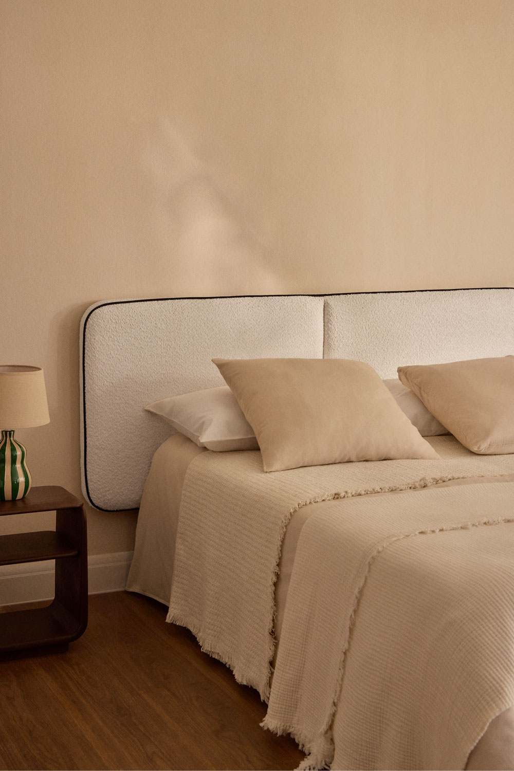 DHOME Gewatteerd Hoofdeinde Corduroy Beige 160 Cm - Luxe Modern Hoofdbord Voor Tweepersoonsbed