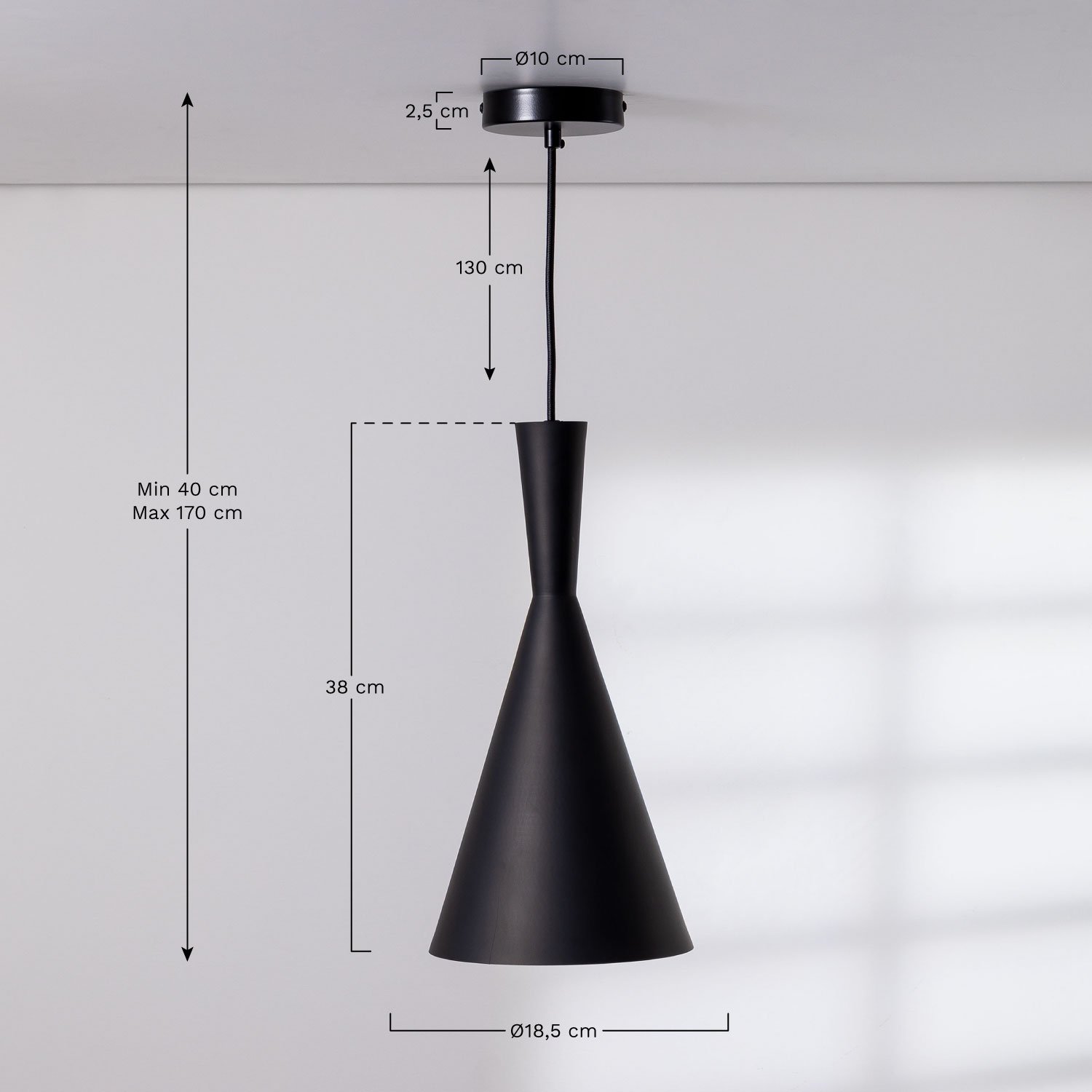 Hanglamp van aluminium Trunk, AFMETINGEN