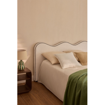 Elenor 220cm Chenille Hoofdbord Stof Chenille Gebroken Wit & 200 - Sklum