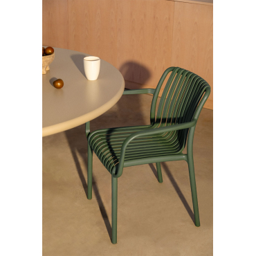 Pakket Van 4 Wendell Polypropyleen Eetkamerstoelen Met Armleuningen Groene Pesto - Sklum