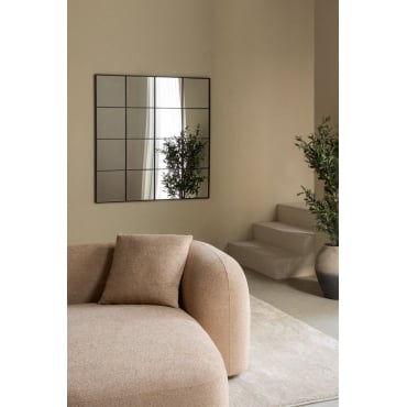 Sofi Metalen Wandspiegel Met Raameffect (122x122 Cm) Zwart - Sklum